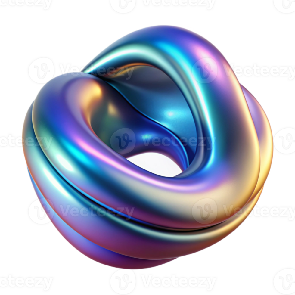beautiful abstract A fluid, amorphous shape, morphing and transforming in a continuous loop, with a metallic texture and iridescent colors, illuminated by dynamic lighting original png