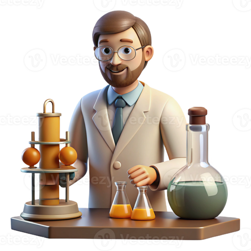 impressive minimalist A scientist working in a laboratory filled with vintage scientific equipment, warm, ambient lighting, vintage illustration style genuine png