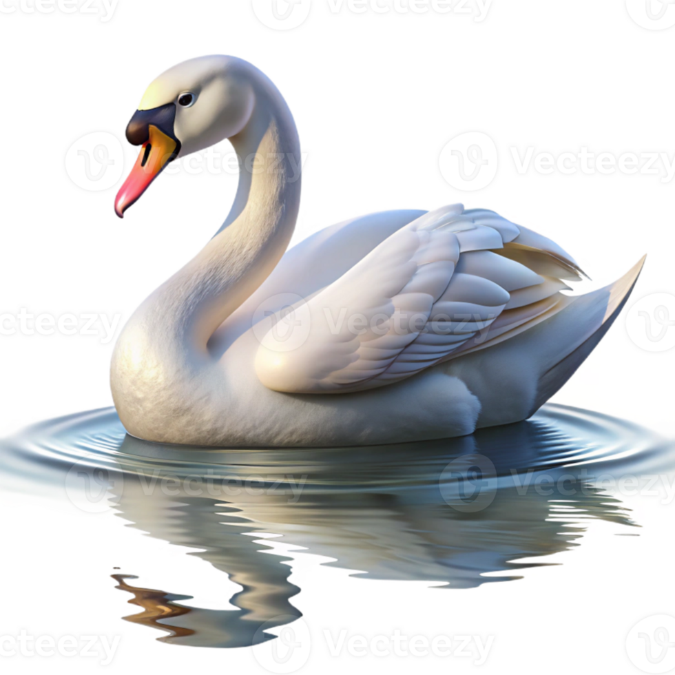 beautiful rustic A graceful swan gliding across a lake, serene setting, soft morning light, realistic style exclusive png