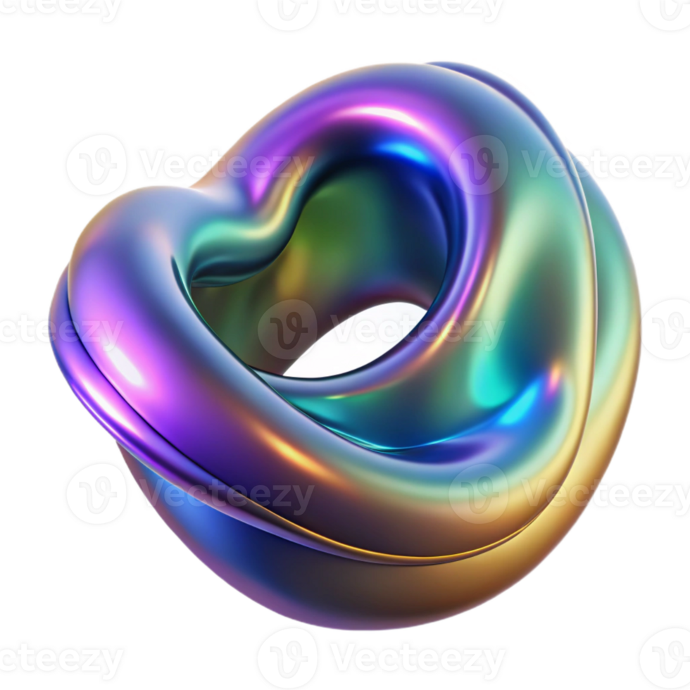 serene minimalist A fluid, amorphous shape, morphing and transforming in a continuous loop, with a metallic texture and iridescent colors, illuminated by dynamic lighting high resolution png