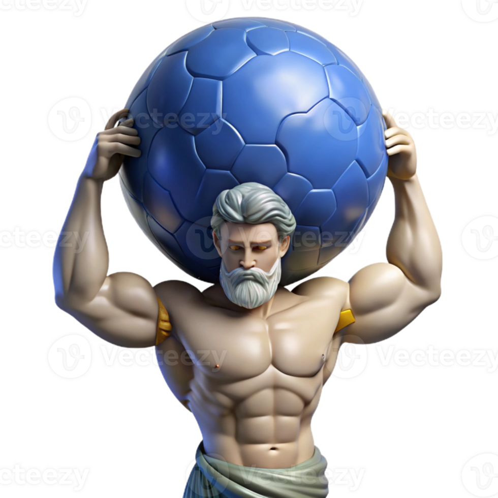 wonderful minimalist A powerful Atlas holding the celestial sphere on his shoulders, classical style, strained lighting high quality png