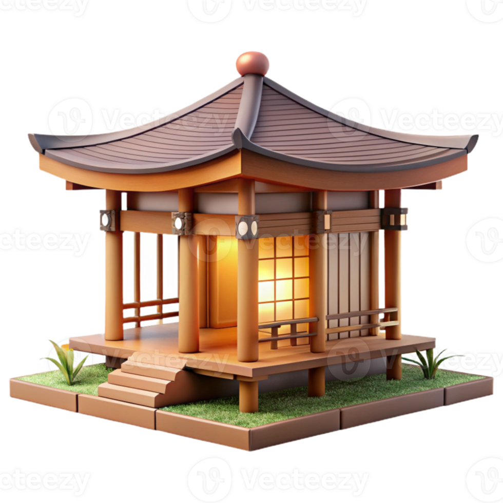 impressive abstract Japanese teahouse, traditional wooden construction, serene garden setting, soft diffused daylight, minimalist photography style professional png