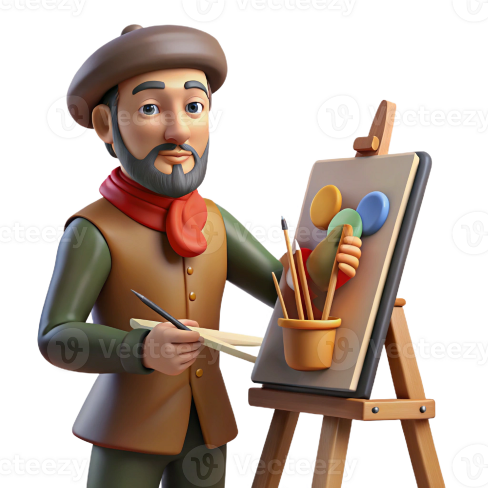 wonderful abstract A Renaissance artist paints a portrait in his studio, soft, north light, Renaissance painting style professional png