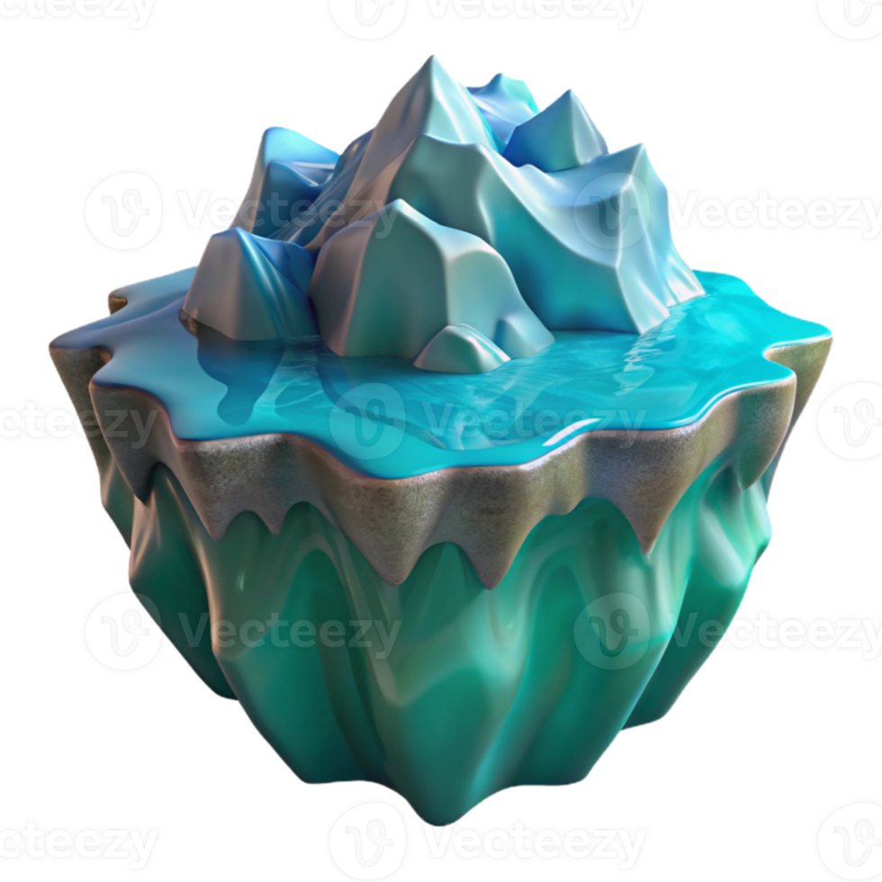 vibrant abstract A melting glacier calving into the sea, turquoise water, dramatic lighting, environmental awareness style premium png