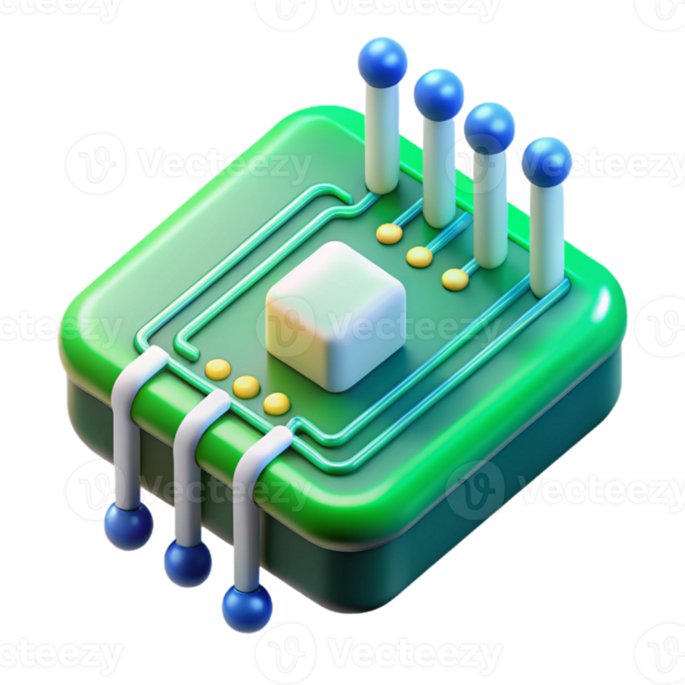 beautiful contemporary A close-up of a circuit board with data flowing through it, green and blue lighting, technological style exclusive png