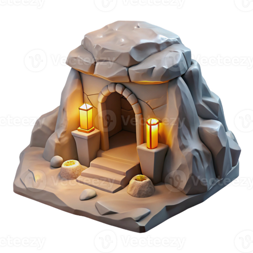 wonderful minimalist Subterranean dwelling, carved into rock face, minimal lighting from internal sources, post-apocalyptic concept art style original png