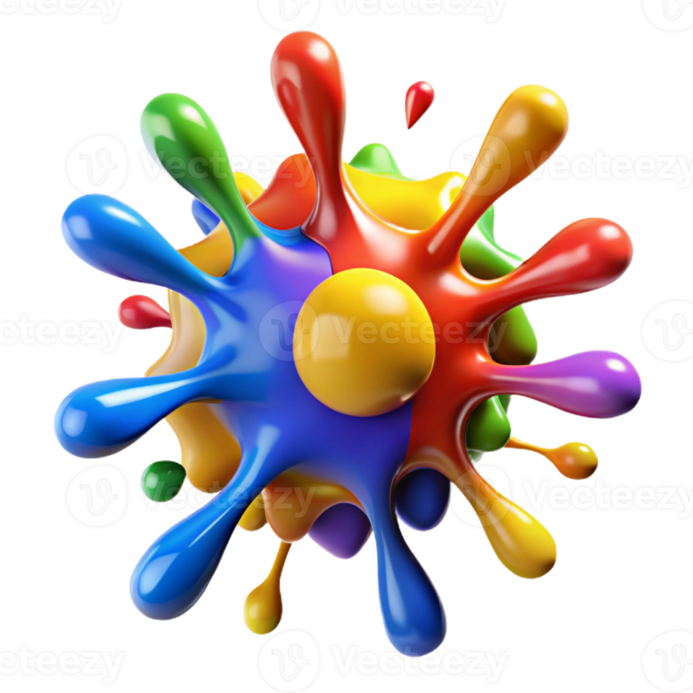 dramatic classic A chaotic explosion of paint splatters, in a vibrant palette of primary colors, illuminated by a bright, studio light. Style Action Painting high quality png