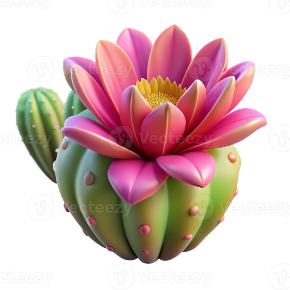 serene minimalist A close-up of a cactus flower, vibrant colors, harsh desert light, detailed and botanical style original png