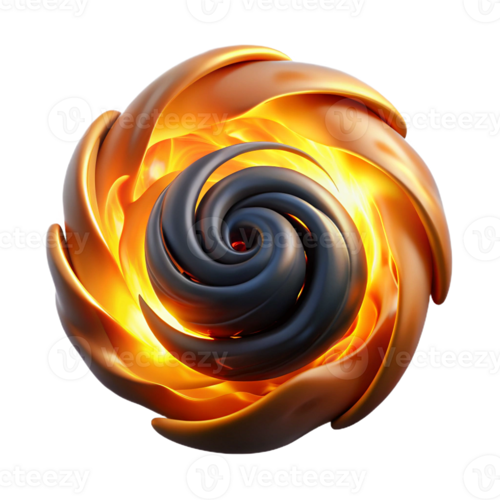 wonderful classic A dynamic, swirling vortex of fire and smoke, rendered in a dramatic, high-contrast style. Bright, intense lighting premium png