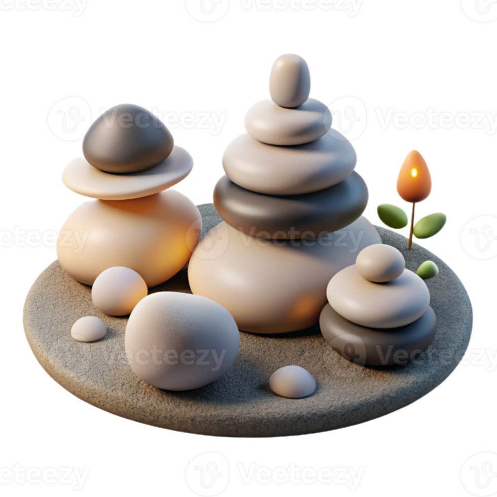 serene rustic A group of pebbles arranged in a zen garden, minimalist composition, soft lighting high quality png
