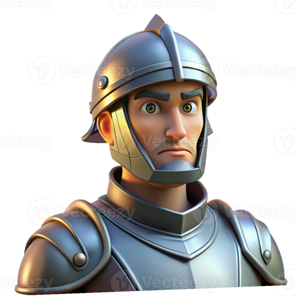 magnificent contemporary Portrait of a stoic knight in shining armor, a determined expression, helmet slightly tilted, lit by dramatic castle lighting, medieval style 4K png