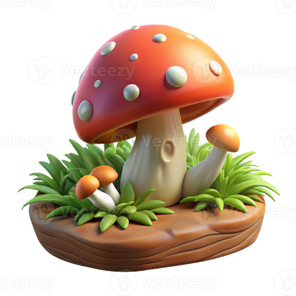 impressive artistic A mushroom growing on a mossy log, soft, forest light, whimsical, fairytale style high resolution png