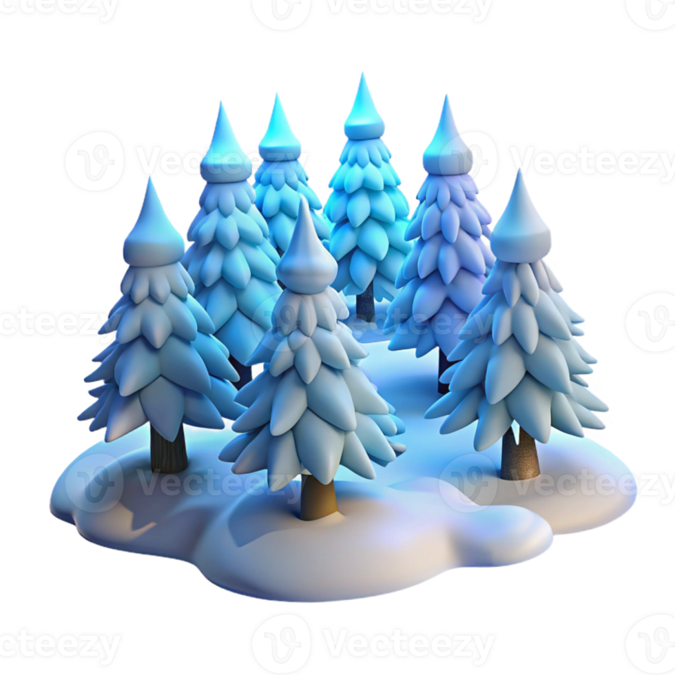 dramatic abstract A snow-covered pine forest, soft blue light of early morning, peaceful and serene atmosphere, realistic rendering style high resolution png