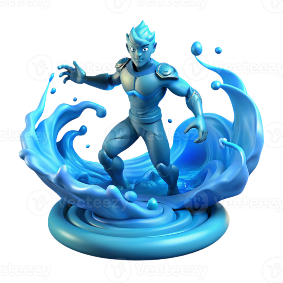 extraordinary minimalist A powerful elemental with a body made of swirling water, controlling the flow of a river. Dynamic lighting, realistic style professional png