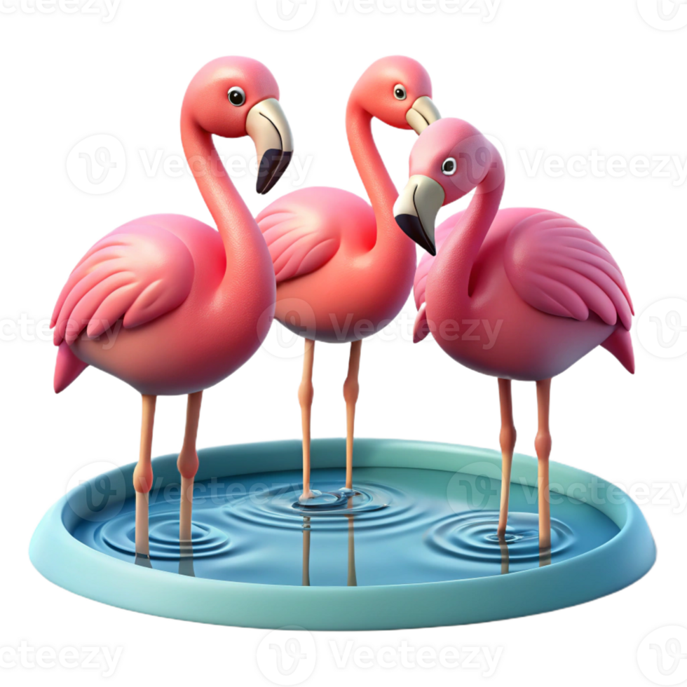 serene contemporary A group of flamingos wading in a shallow lagoon, their pink feathers reflecting in the still water, in a vibrant, picturesque style genuine png