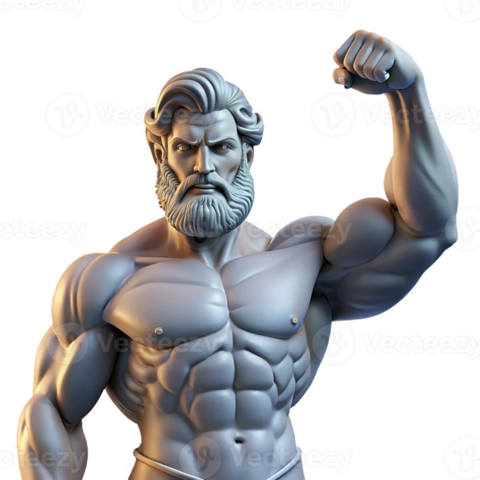 beautiful contemporary A powerful titan holding up the sky, muscles straining, dramatic lighting from above. Classical Greek sculpture style genuine png