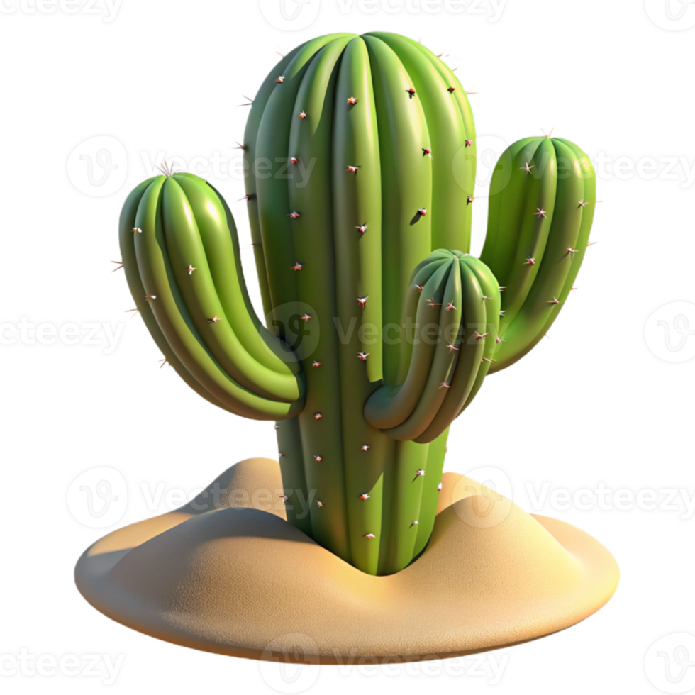 extraordinary vintage A cactus in the desert, harsh sunlight, realistic texture, detailed spines premium png