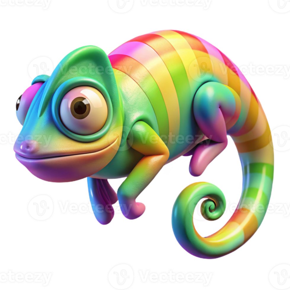 wonderful classic A chameleon blending seamlessly with a rainbow, vibrant saturated lighting, psychedelic art style authentic png