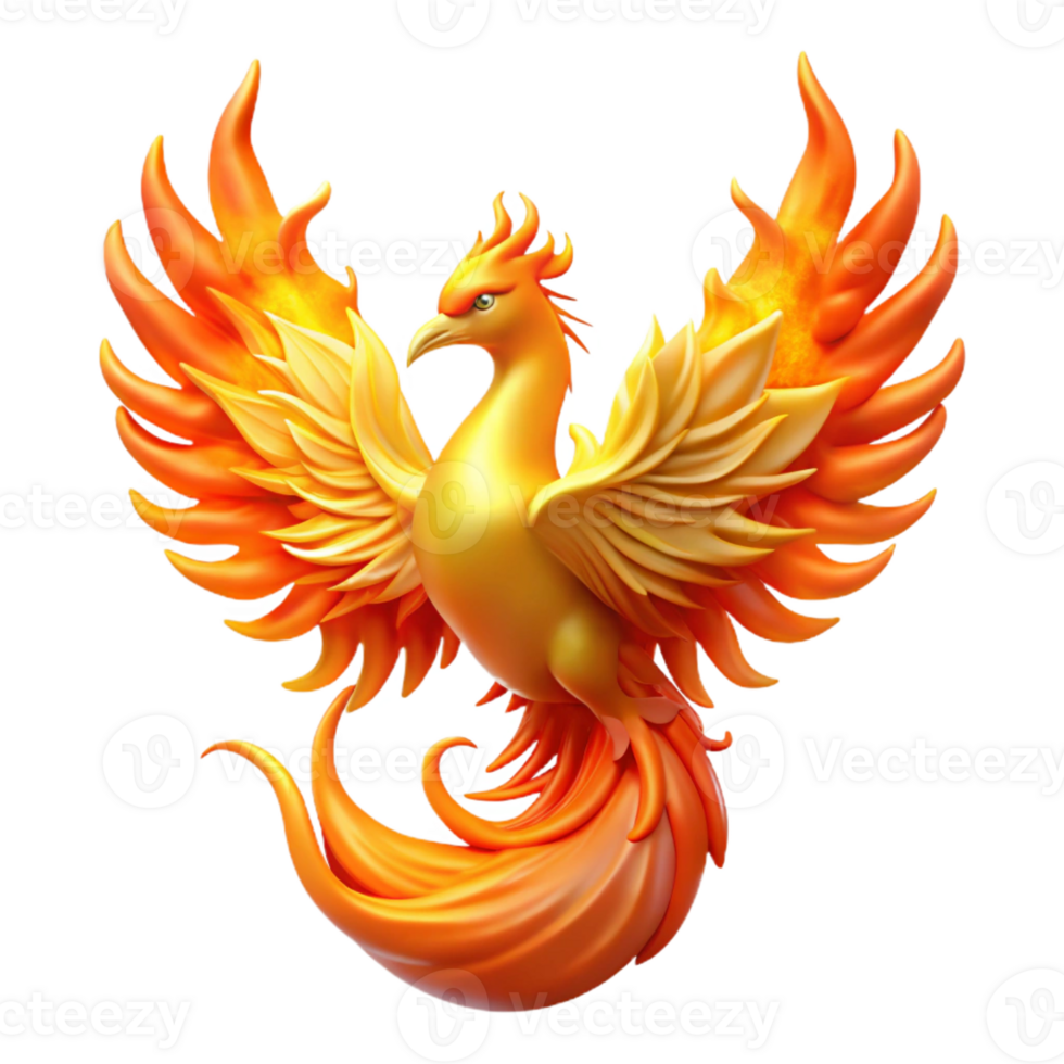 wonderful vintage A majestic phoenix rising from the ashes, its feathers ablaze with fiery light. Dramatic, fiery lighting. Art Deco style genuine png