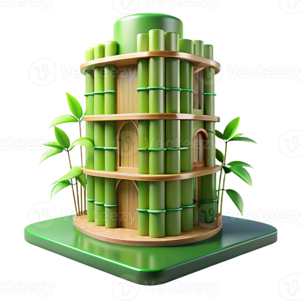 impressive classic Bamboo skyscraper, sustainable design, green facade, natural lighting, eco-friendly aesthetic high resolution png