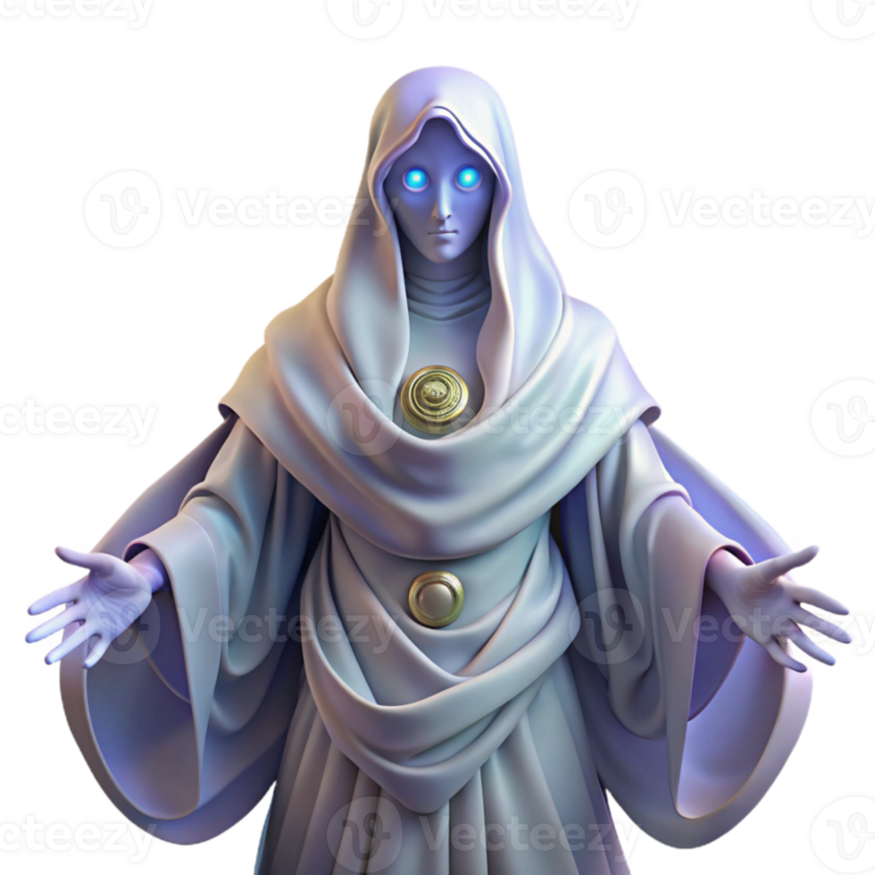 elegant classic A wise oracle, draped in flowing robes, her eyes glowing with prophetic visions, fantasy art style, ethereal lighting high resolution png