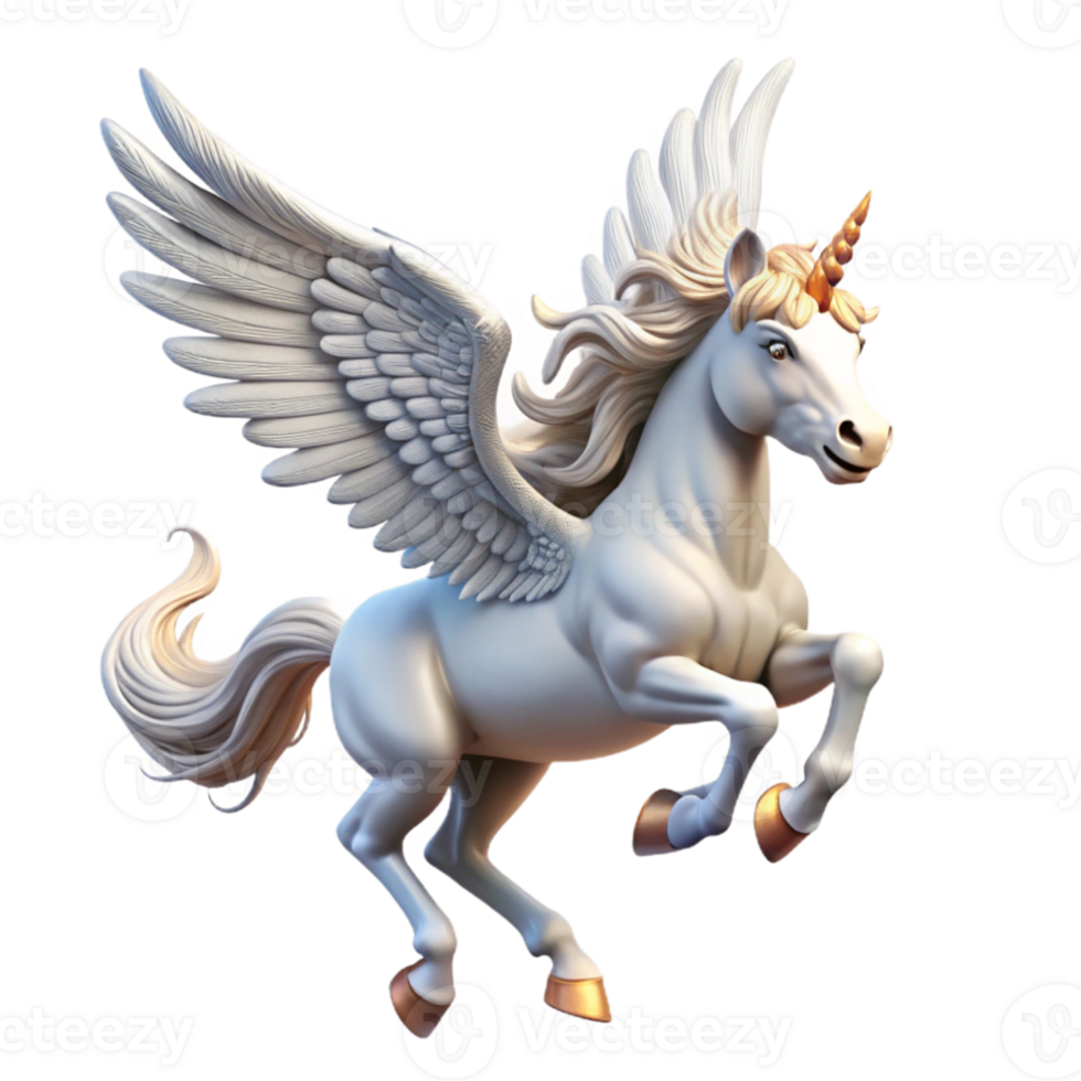 vibrant creative A noble Pegasus with pearly white wings, soaring through a cloudy sky, Art Nouveau style, celestial lighting high quality png