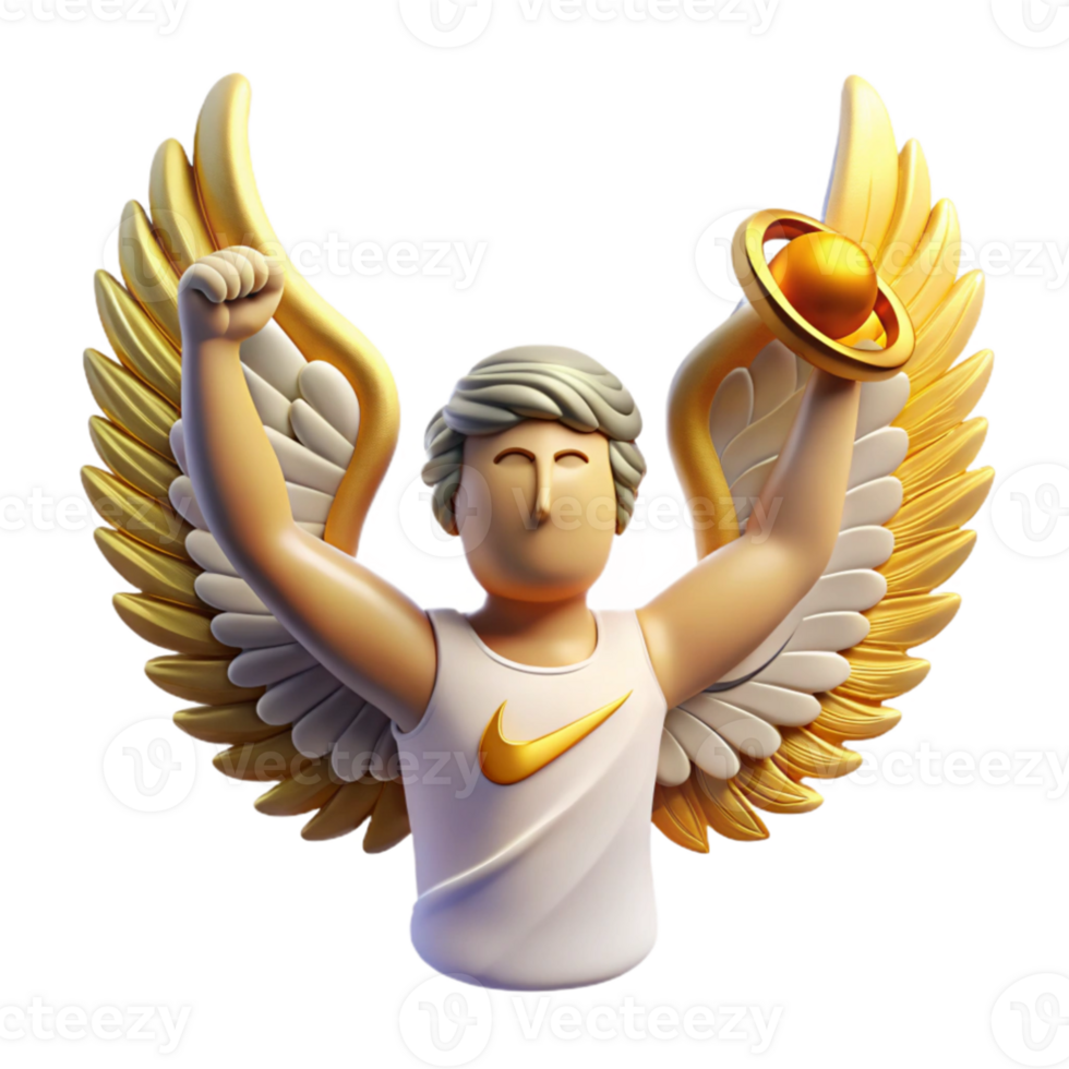 stunning minimalist A winged Nike holding a laurel wreath, celebrating victory, classical style, bright lighting exclusive png