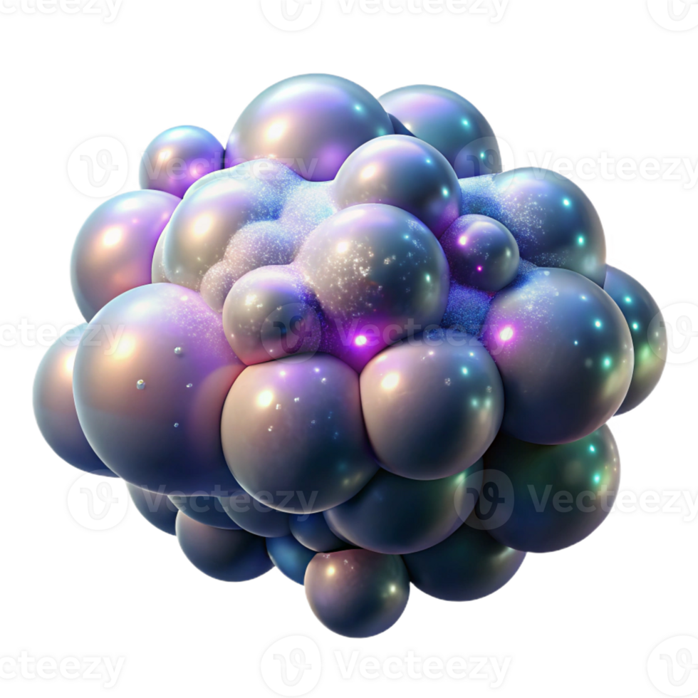 extraordinary contemporary A cloud of iridescent bubbles floating in zero gravity, illuminated by a celestial nebula, cosmic horror style detailed png