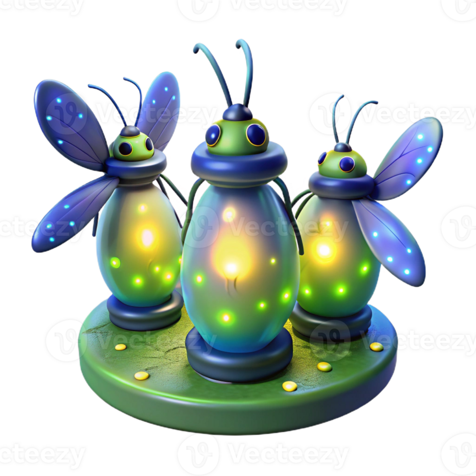 elegant creative A group of fireflies glowing in a dark forest, bioluminescent light, magical atmosphere, fantasy style, high resolution png
