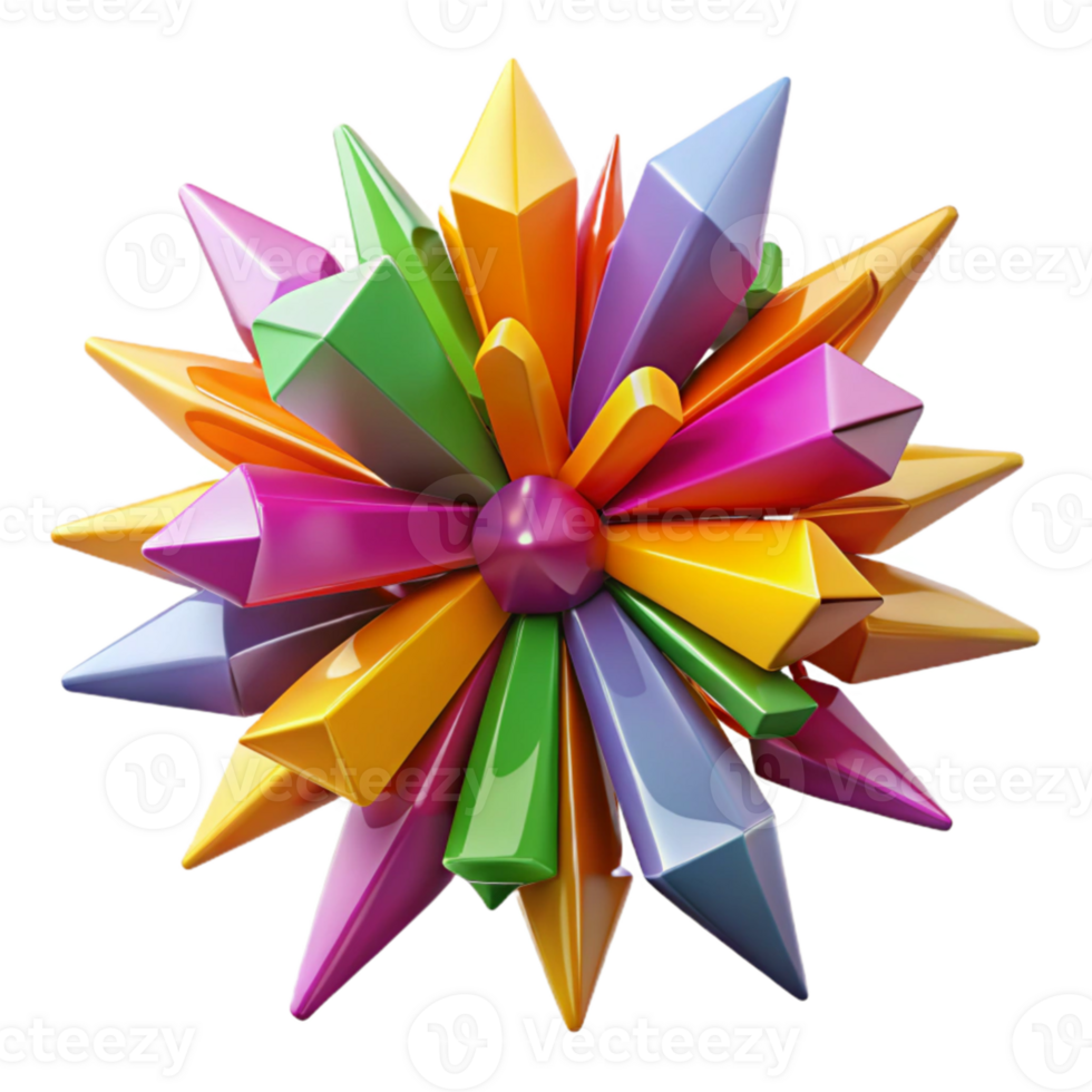 vibrant contemporary A dynamic explosion of colorful shards, radiating outwards from a central point, with sharp, contrasting edges detailed png