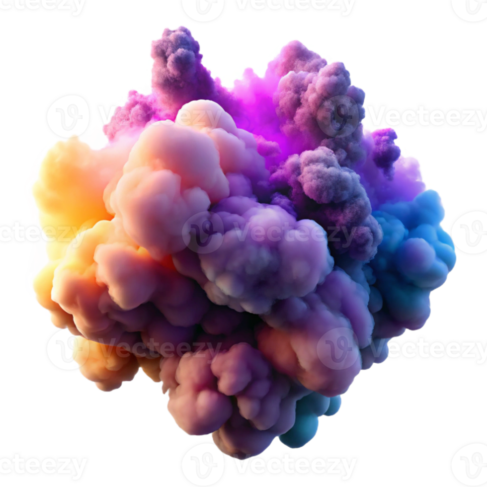 wonderful contemporary A cloud of colorful smoke and dust particles, swirling and interacting in a dynamic composition, illuminated by volumetric lighting. Atmospheric style genuine png