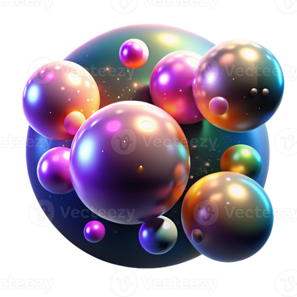 vibrant artistic A field of colorful, glowing orbs, floating in a dark, ethereal space, creating a sense of wonder and magic, with a soft focus effect authentic png
