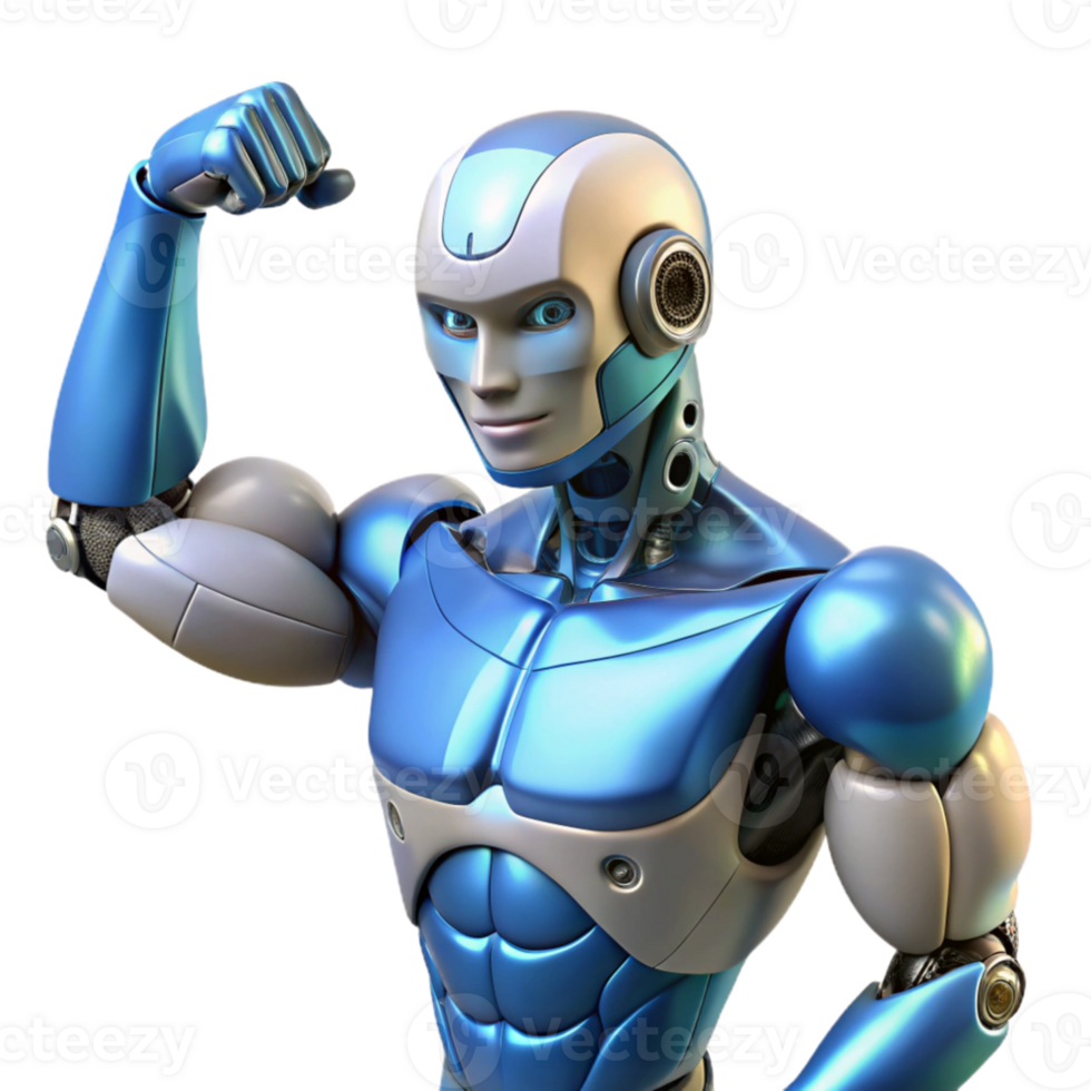 impressive abstract A bionic arm flexing its muscles, detailed anatomy, strength and technology theme high resolution png