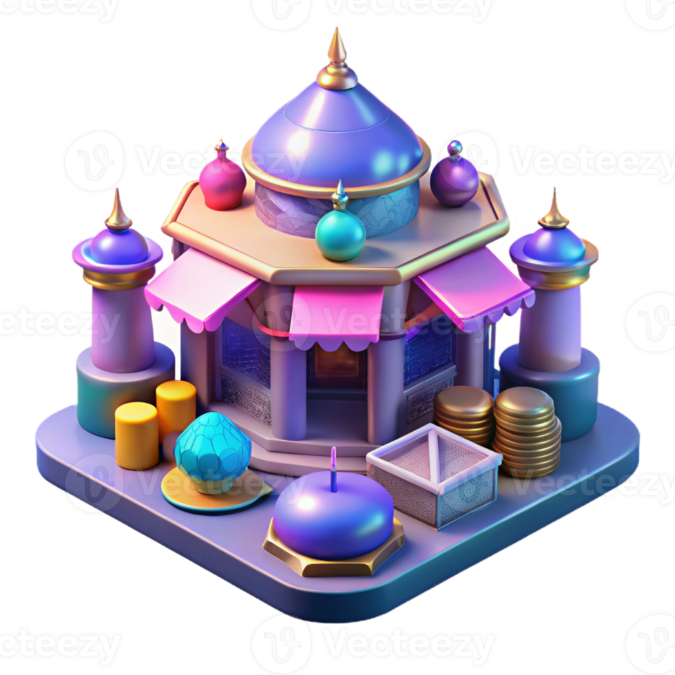 extraordinary artistic A futuristic marketplace with holographic vendors and exotic goods, bustling and vibrant, bazaar style detailed png