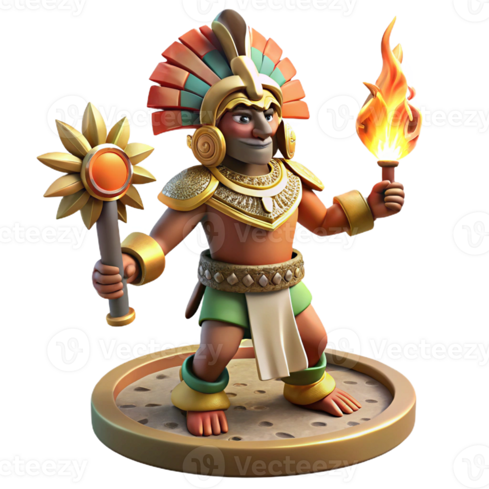 wonderful modern An Aztec warrior performs a ritual sacrifice, dramatic, firelit lighting, historical painting style original png