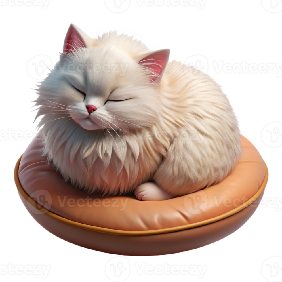 dramatic abstract A fluffy Persian cat curled up asleep on a velvet cushion, bathed in warm, soft light, in a cozy, intimate style genuine png