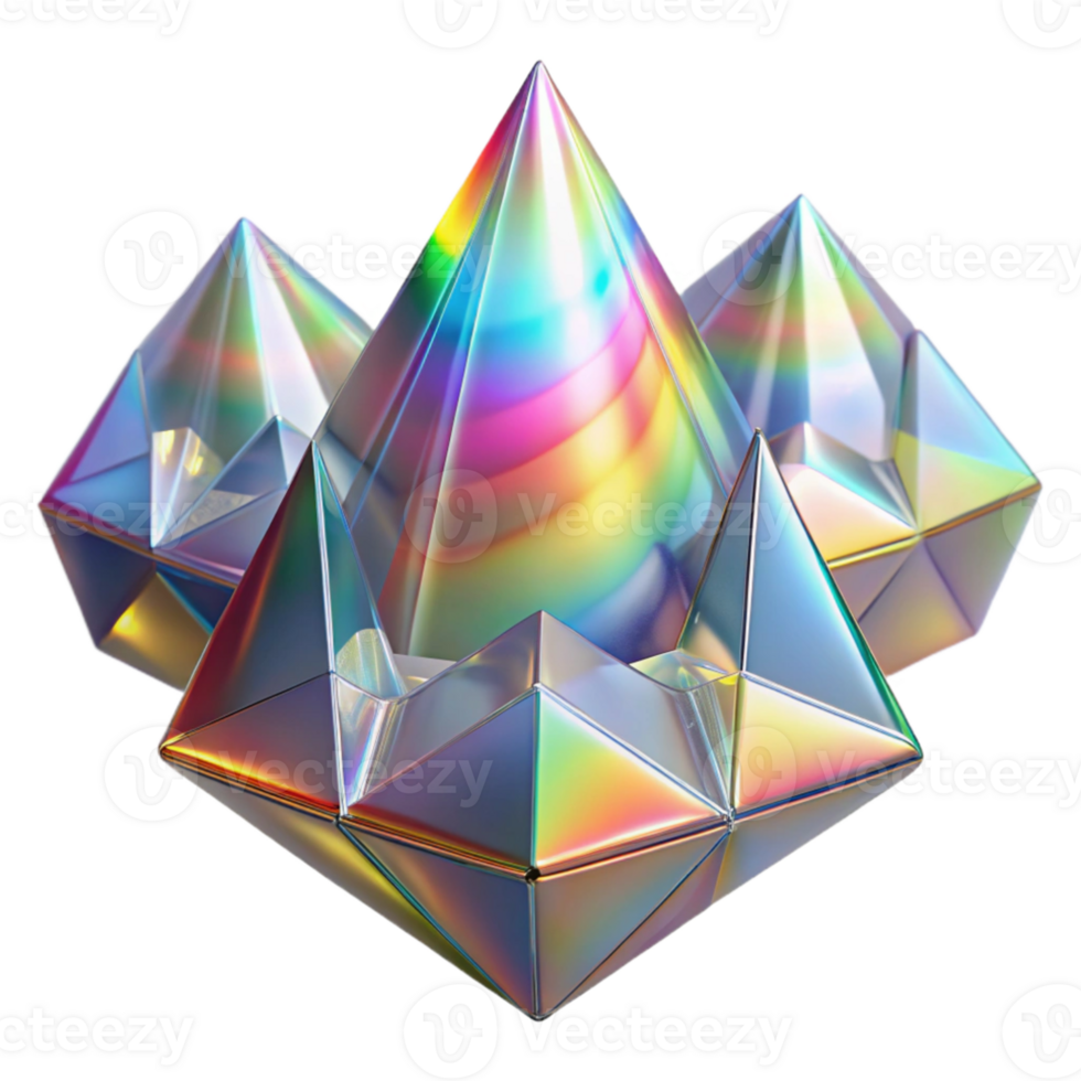 elegant classic A field of crystalline structures, refracting light and creating rainbow patterns, in a geometric, abstract style premium png