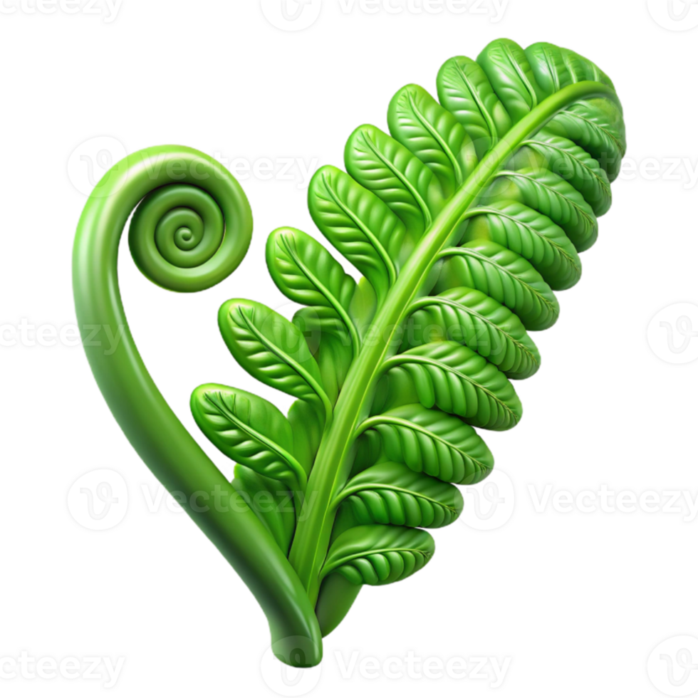 elegant abstract A lush green fern frond unfurling, intricate details, soft lighting, macro photography high resolution png