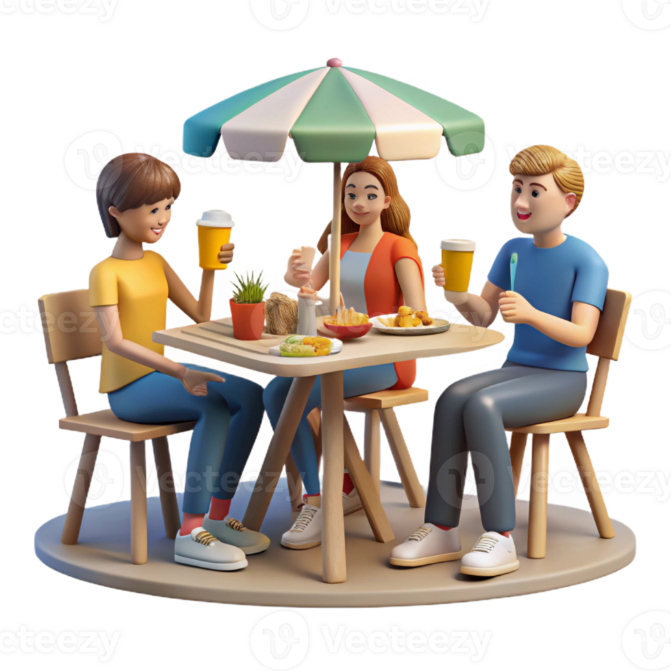 stunning traditional A group of friends sharing a meal at a sidewalk cafe. Urban life style, natural lighting professional png