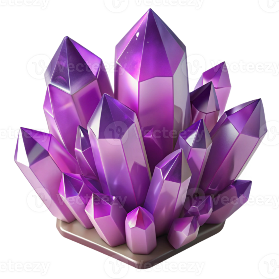 vibrant artistic A cluster of amethyst crystals, glistening with internal light, dark background, dramatic lighting original png