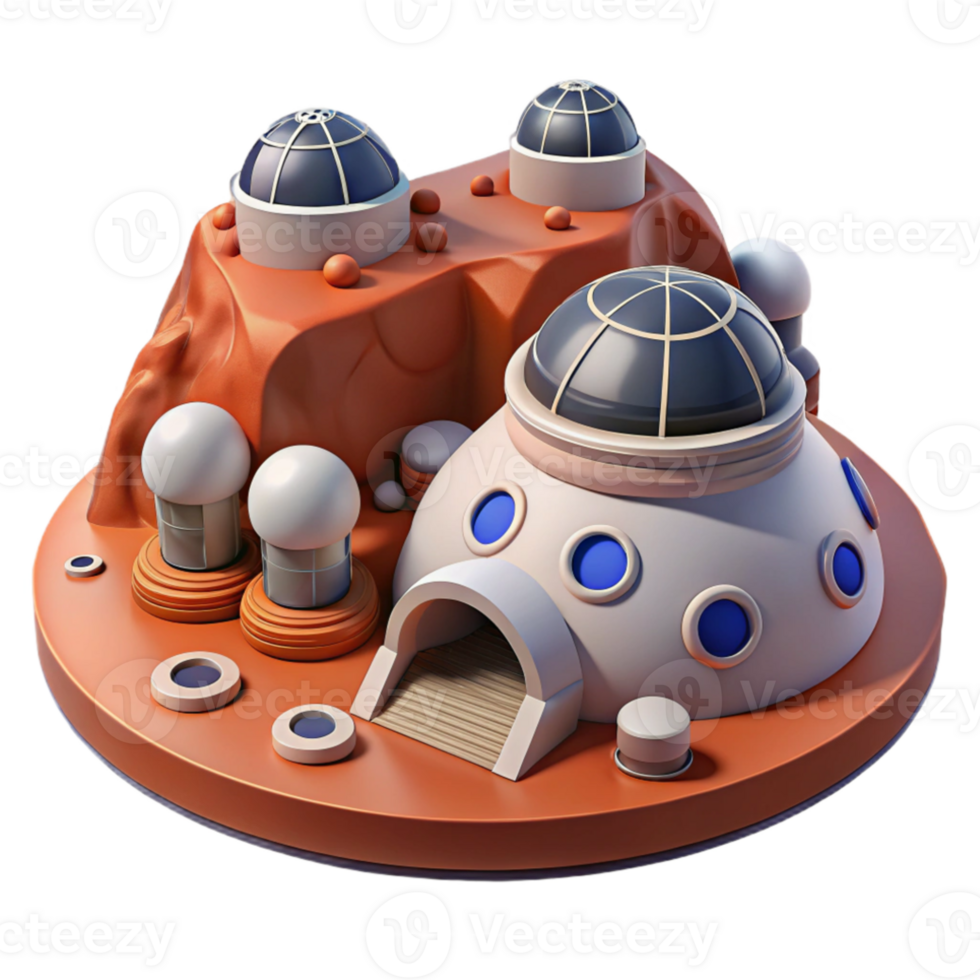 magnificent creative Mars colony, futuristic habitats, red planet landscape, scientific outpost, highly detailed, exclusive png