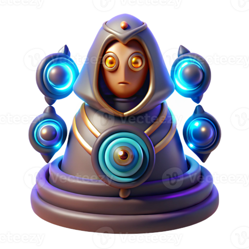 impressive classic A mysterious oracle with glowing eyes, surrounded by swirling runes, in a dimly lit cave. Surreal style detailed png