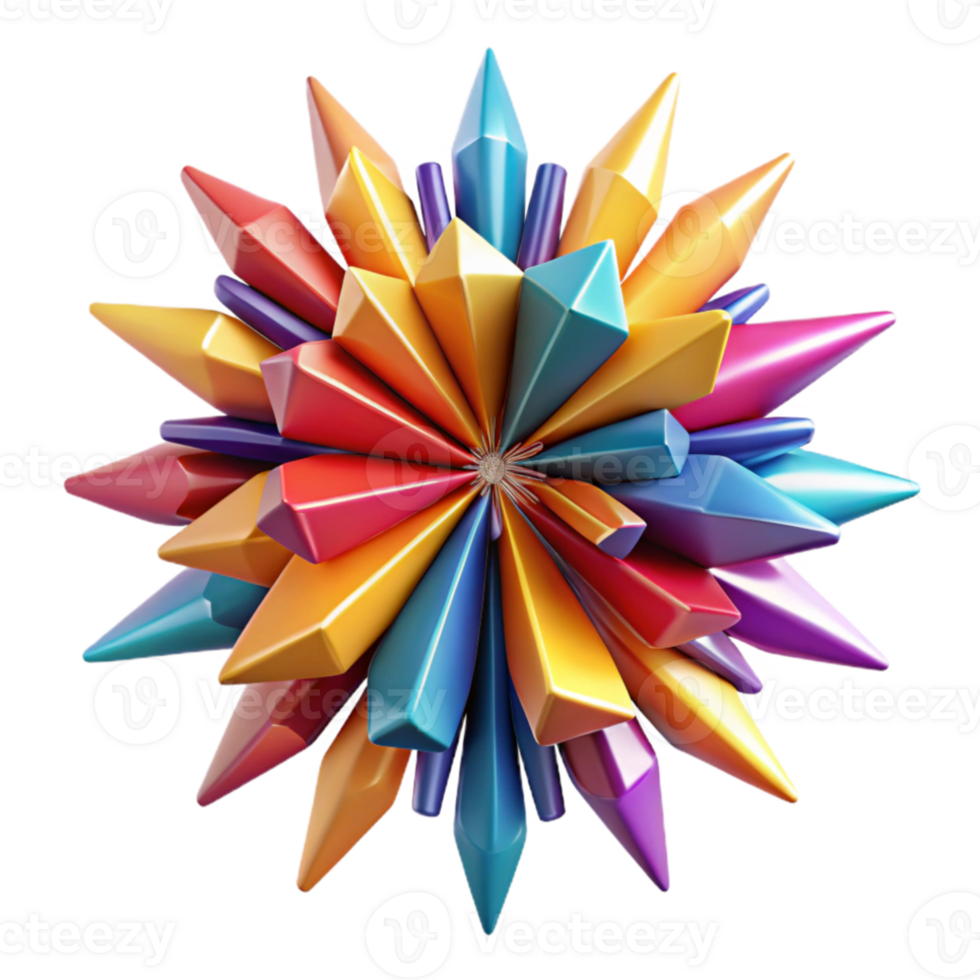 elegant abstract A dynamic explosion of colorful shards, radiating outwards from a central point, with sharp, contrasting edges original png
