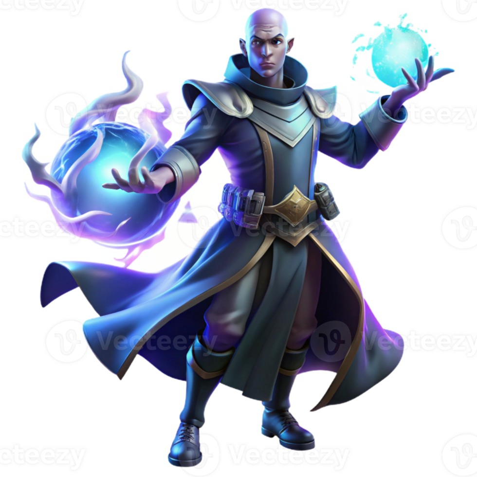 magnificent creative A powerful sorcerer with glowing runes tattooed on his skin, casting a spell of swirling energy. Dramatic lighting, fantasy art style 4K png