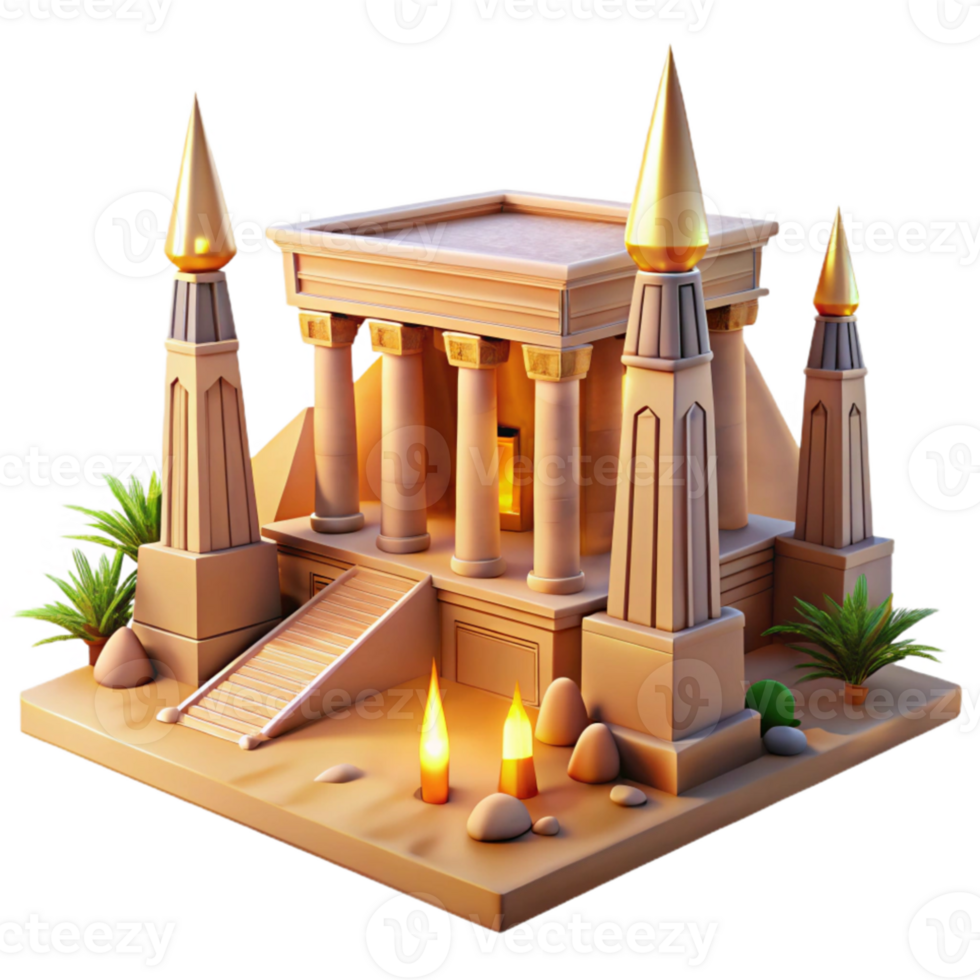 stunning abstract Ancient Egyptian temple, hieroglyphic carvings, towering obelisks, desert sunset lighting, historical illustration style genuine png