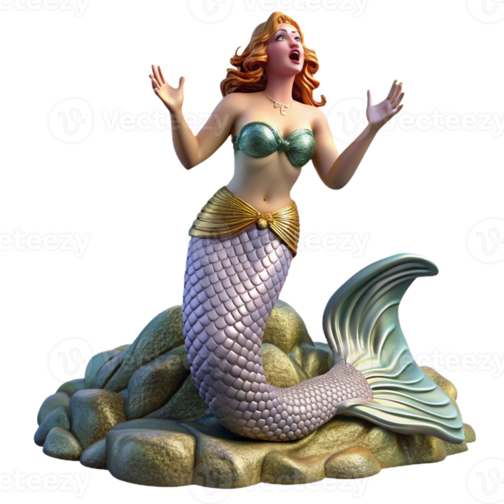 magnificent minimalist A beautiful siren with shimmering scales and webbed hands, singing on a rocky shore, pre-Raphaelite style, ethereal lighting genuine png