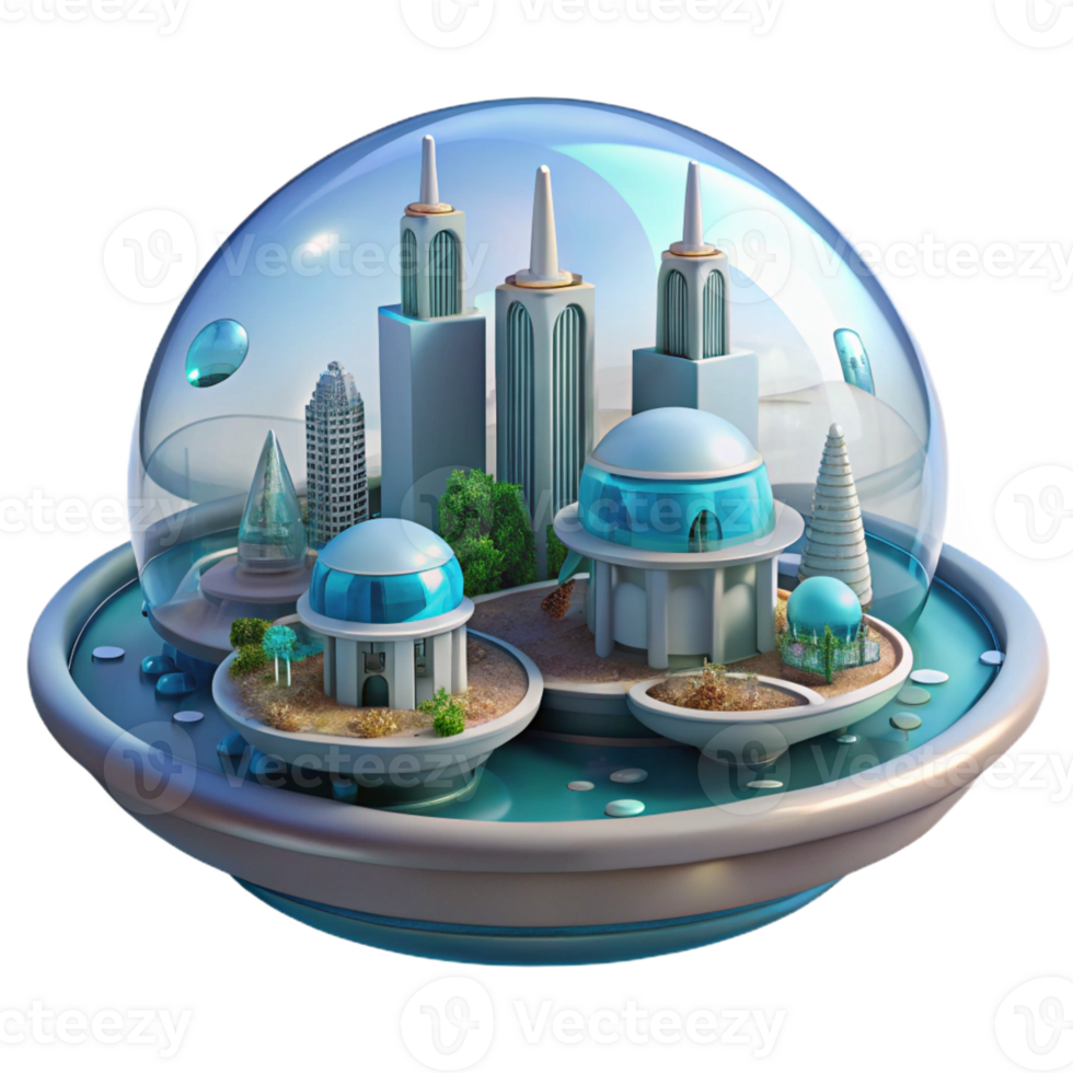 magnificent abstract A futuristic city built on the ocean floor, transparent domes and underwater vehicles, serene and peaceful, utopian style original png