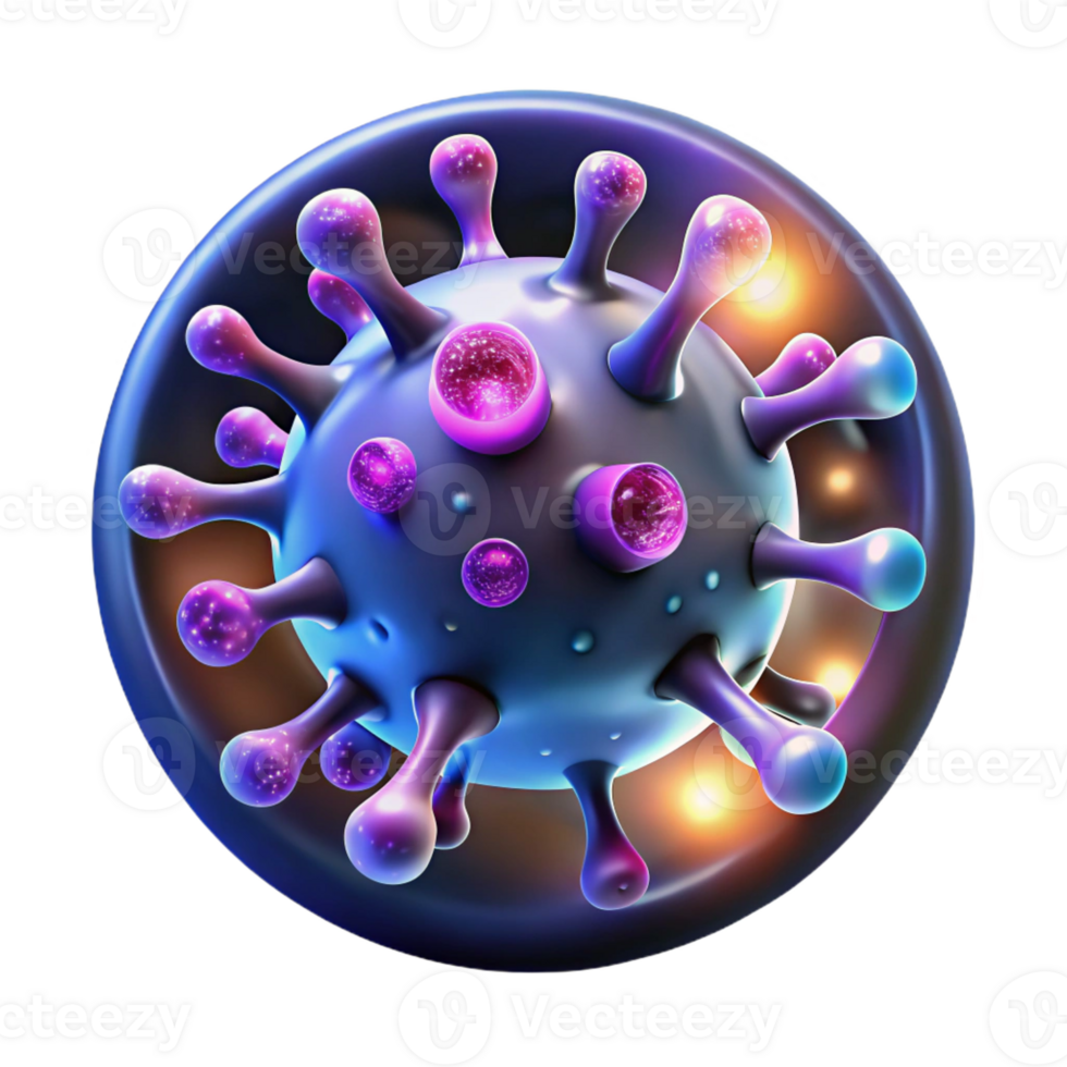 extraordinary artistic A microscopic view of swirling bacteria and viruses emitting neon light, lit by a microscope light, Scientific Art style professional png