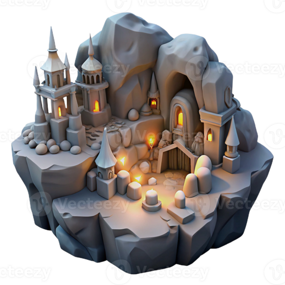 extraordinary minimalist Underground city, carved into rock, dimly lit, mysterious atmosphere, fantasy art, high resolution png