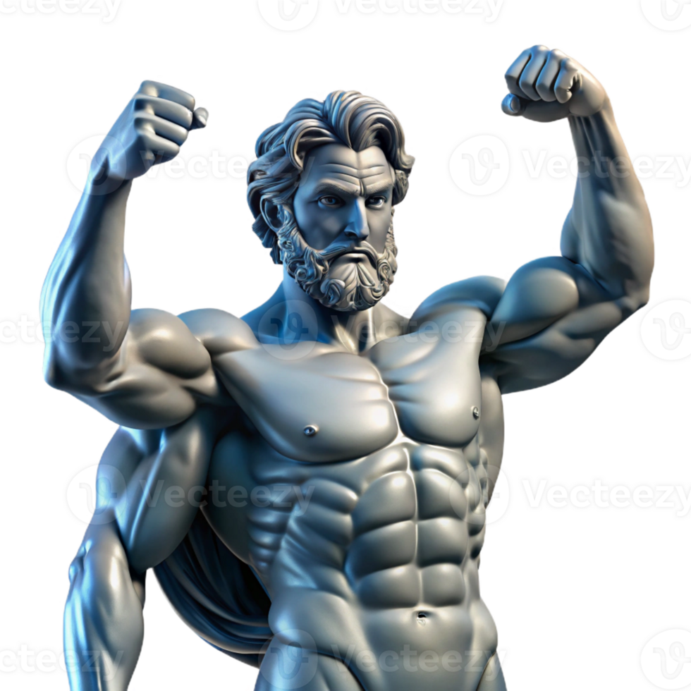 impressive traditional A powerful titan holding up the sky, muscles straining, dramatic lighting from above. Classical Greek sculpture style original png